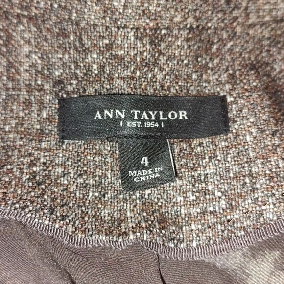 Ann Taylor brown tweed wool  lined blazer jacket   Sz 4 - Picture 4 of 6